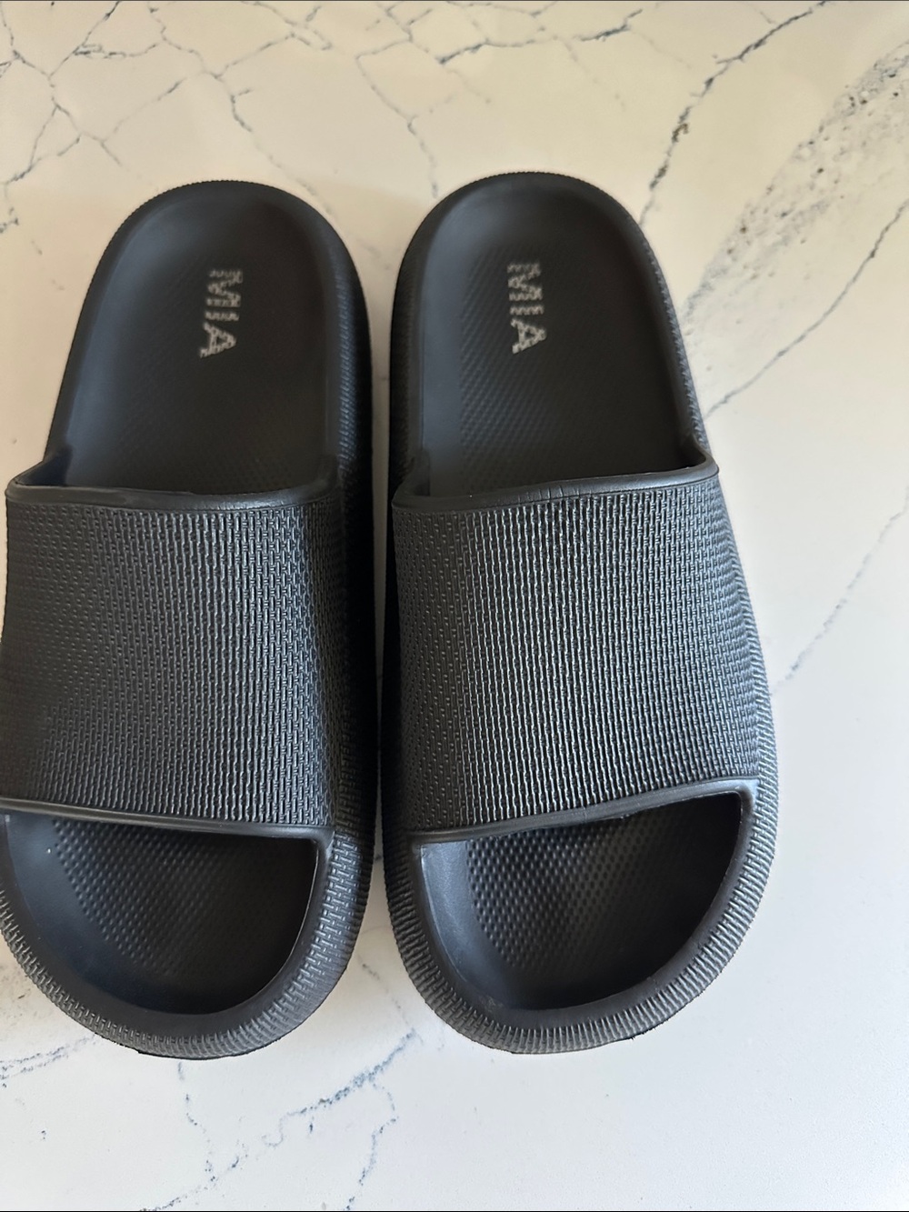 Like New - MIA Black Textured Platform Slide Sandals - Picture 2 of 6